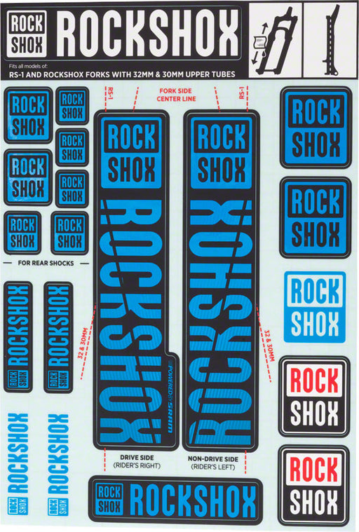RockShox Decal Kit, 30/32mm, Blue