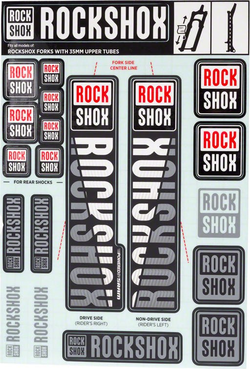 RockShox Decal Kit, 35mm, White