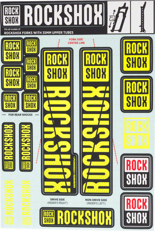 RockShox Decal Kit, 35mm, Yellow