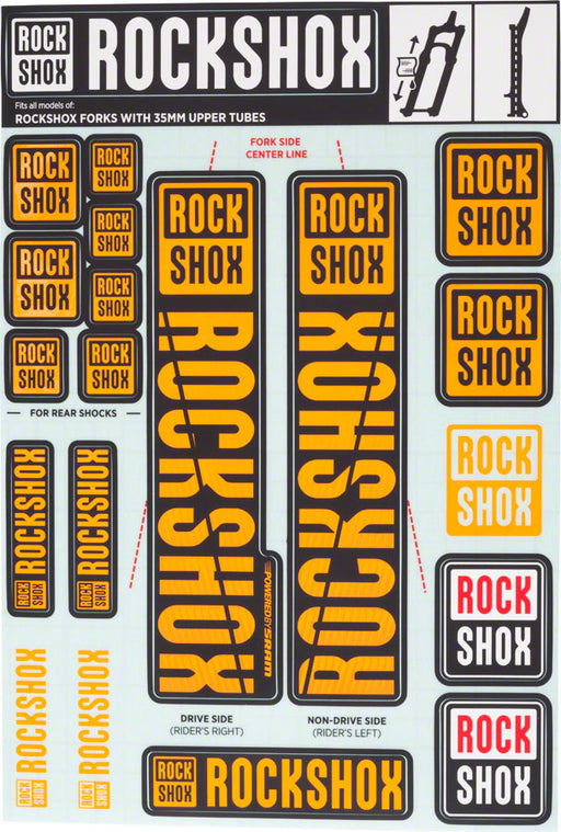 RockShox Decal Kit, 35mm, Orange