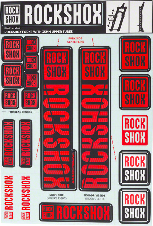 RockShox Decal Kit, 35mm, Red
