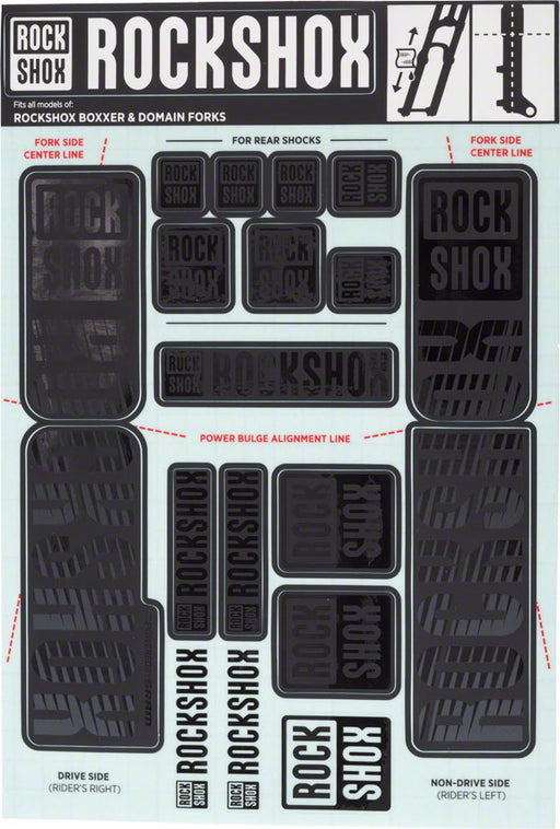 RockShox Decal Kit, 35mm Dual Crown, Stealth Black