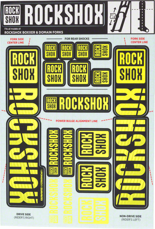 RockShox Decal Kit, 35mm Dual Crown, Yellow