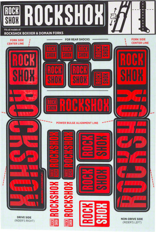 RockShox Decal Kit, 35mm Dual Crown, Red