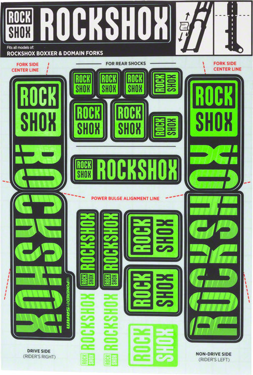 RockShox Decal Kit, 35mm Dual Crown, Green