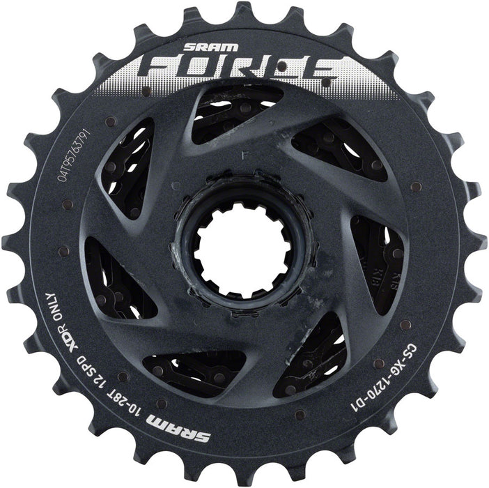 SRAM Force AXS XG-1270 Cassette - 12 Speed, 10-28t, Black, For XDR Driver Body, D1