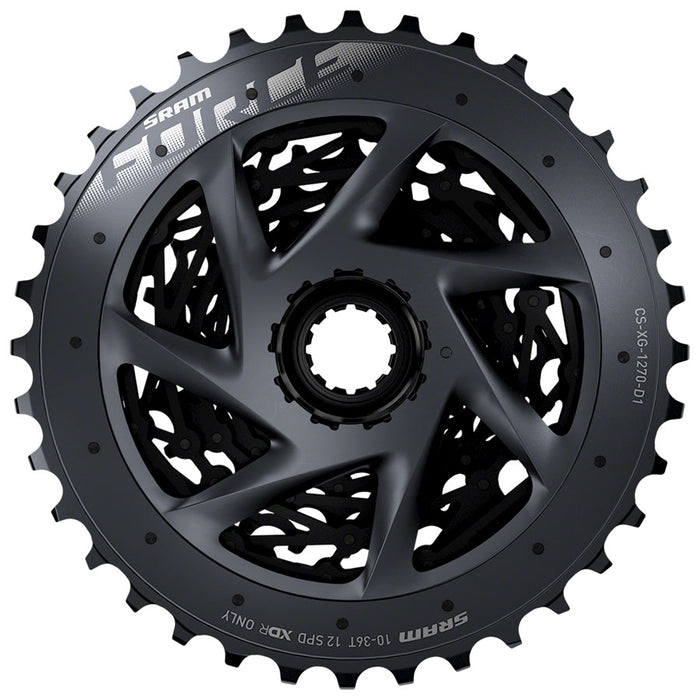 SRAM Force AXS XG-1270 Cassette - 12-Speed, 10-36t, Black, For XDR Driver Body, D1