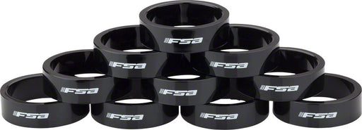 FSA Polycarbonate Headset Spacer 1-1/8 x 10mm: 10-Pack, Black