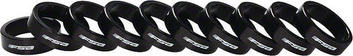 FSA Bag of 10 1-1/8"x10mm Headset Spacers Black Alloy with Logo