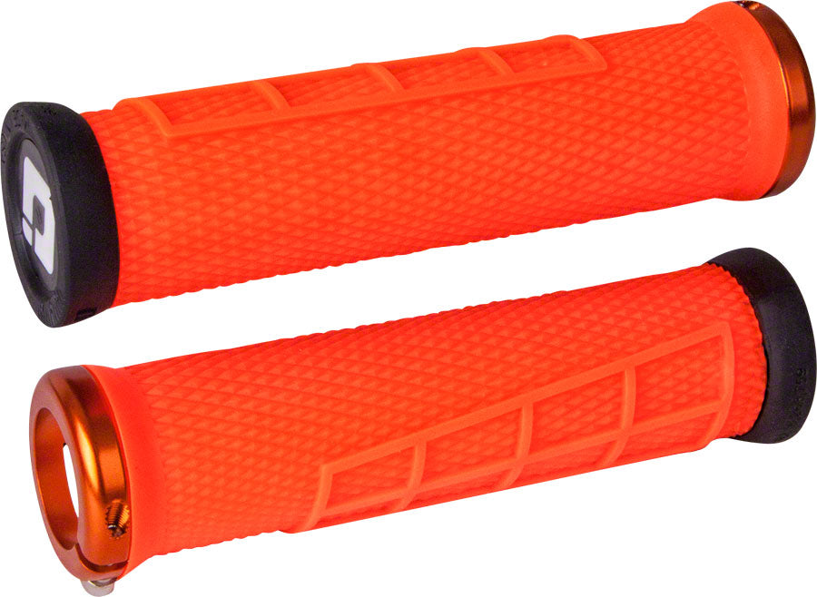 ODI Elite Flow Lock-On Grips Orange with Orange Clamps