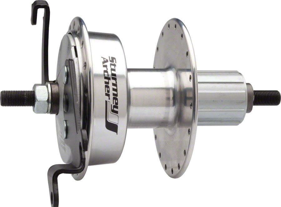 Sturmey Archer X-RDC Rear Hub - Threaded x 135mm, Drum Brake, HG10, Silver, 36H