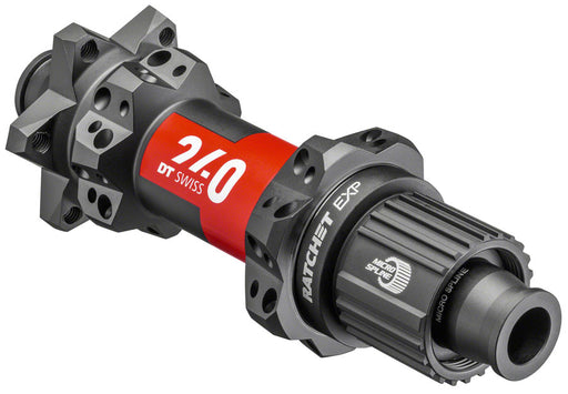 DT Swiss 240 EXP Rear Hub - 12 x 148mm, 6-Bolt, Microspline, Black/Red, 28H, Straight Pull, 36pt