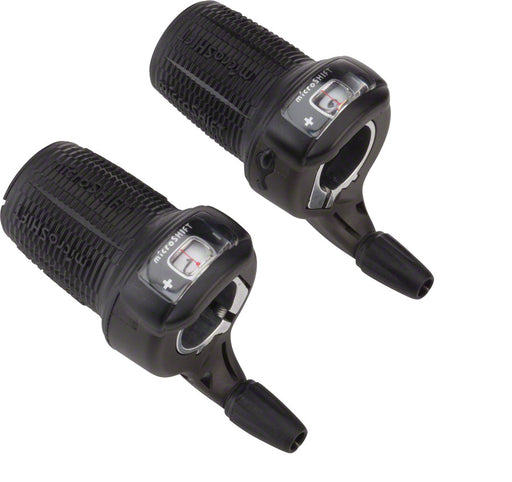 microSHIFT DS85 Twist Shifter Set, 9-Speed, Triple, Optical Gear Indicator, Compatible with Shimano Compatible
