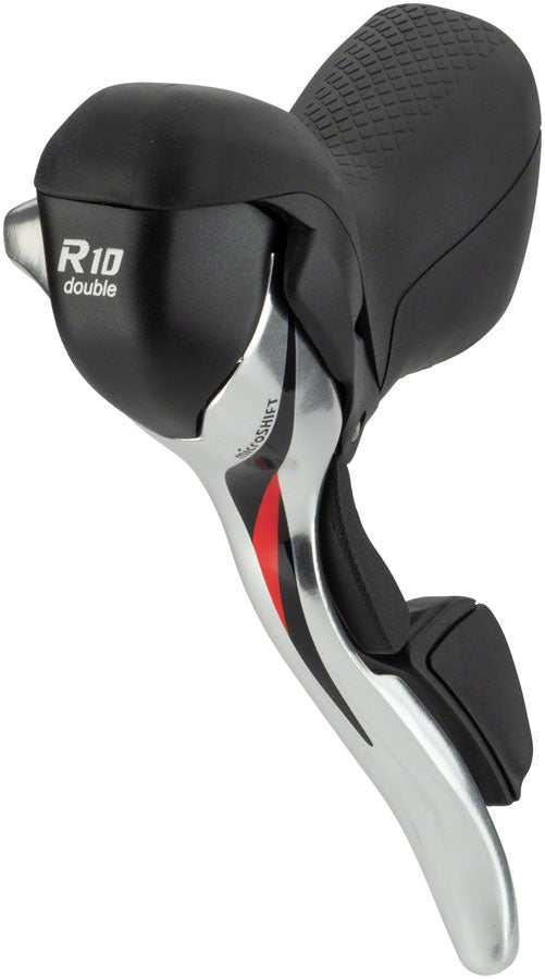 microSHIFT R10 Left Drop Bar Shift Lever, Double, Compatible with Shimano Compatible, Silver