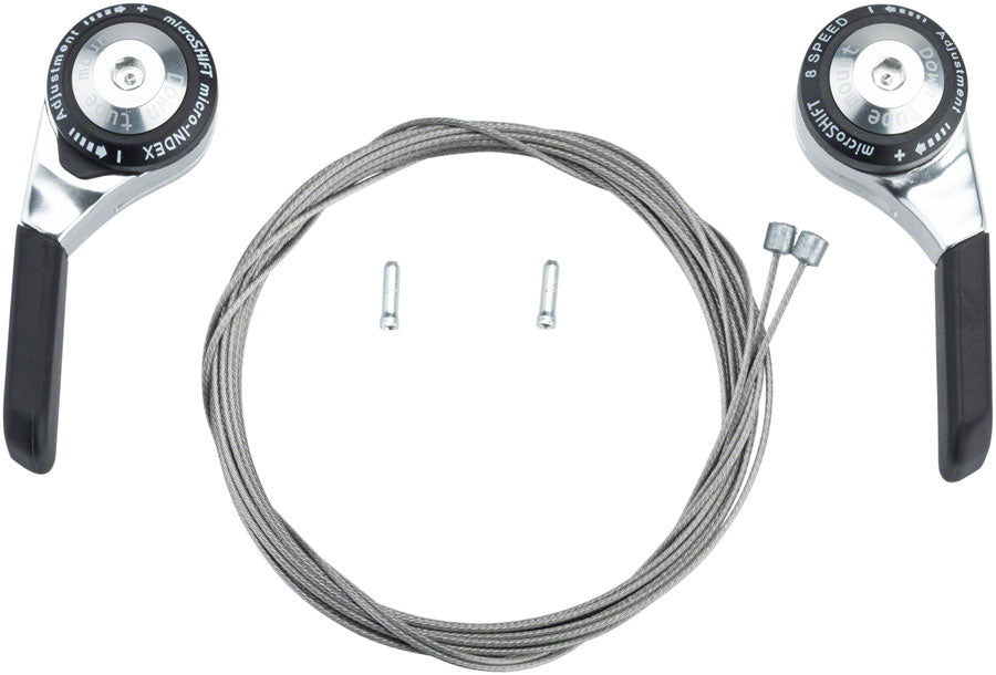 microSHIFT Down Tube Shifter Set, 8-Speed, Double/Triple, Compatible with Shimano Compatible, Silver