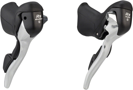 microSHIFT R9 Drop Bar Brake/Shift Lever Set - 2 x 9-Speed, Short Reach, Compatible with Shimano Compatible, Silver
