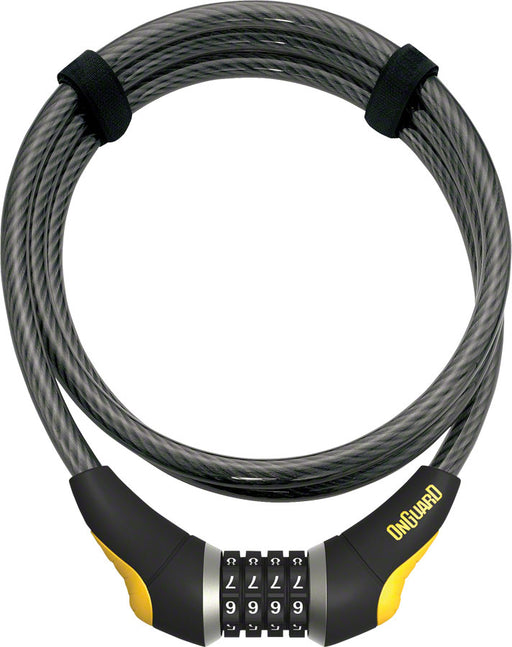 OnGuard Akita Resettable Combo Cable Lock: 6' x 10mm, Gray/Black/Yellow
