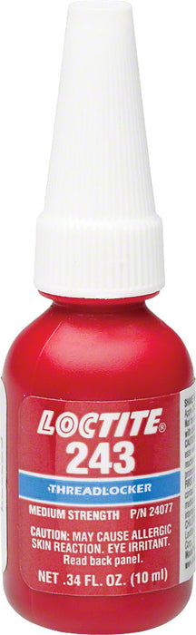 Loctite #243 Threadlocker Medium Strength for fastners 6-20mm, Oil resistant: 10ml (.34oz)