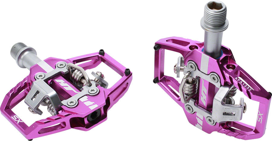 HT T1-SX BMX-SX Pedals - Dual Sided Clipless with Platform, Aluminum, 9/16", Purple