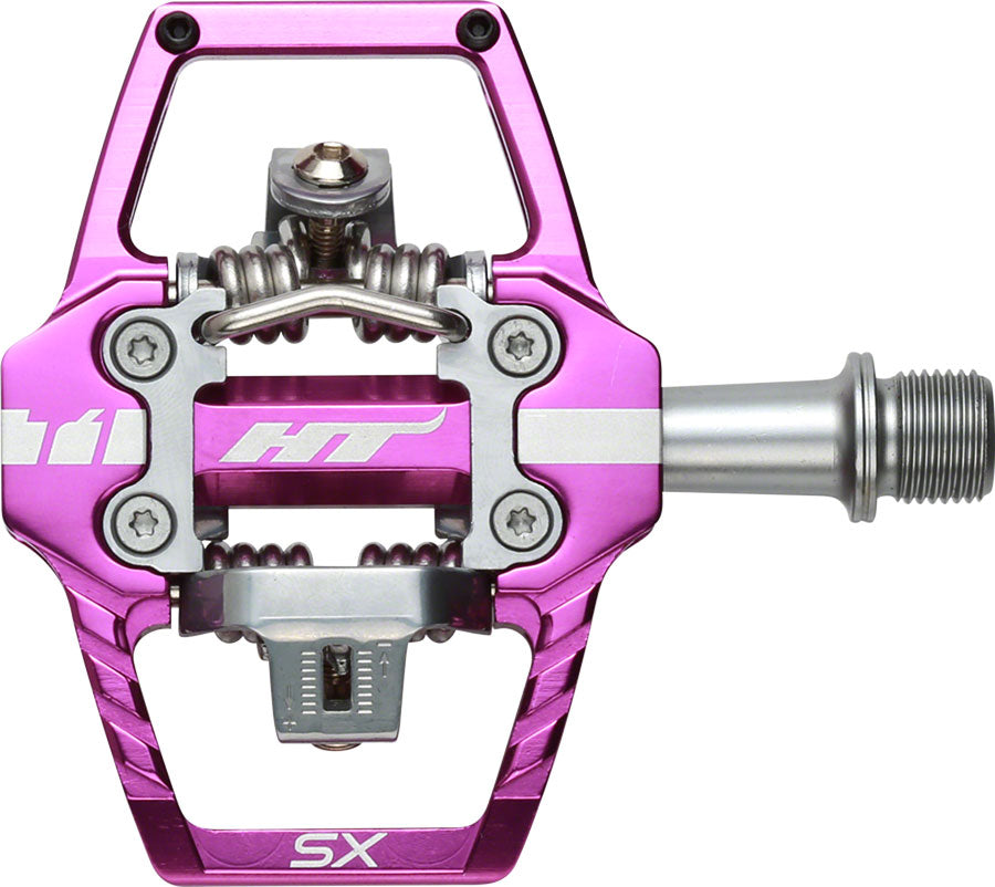 HT T1-SX BMX-SX Pedals - Dual Sided Clipless with Platform, Aluminum, 9/16", Purple