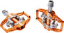 HT T1-SX BMX-SX Pedals - Dual Sided Clipless with Platform, Aluminum, 9/16", Orange