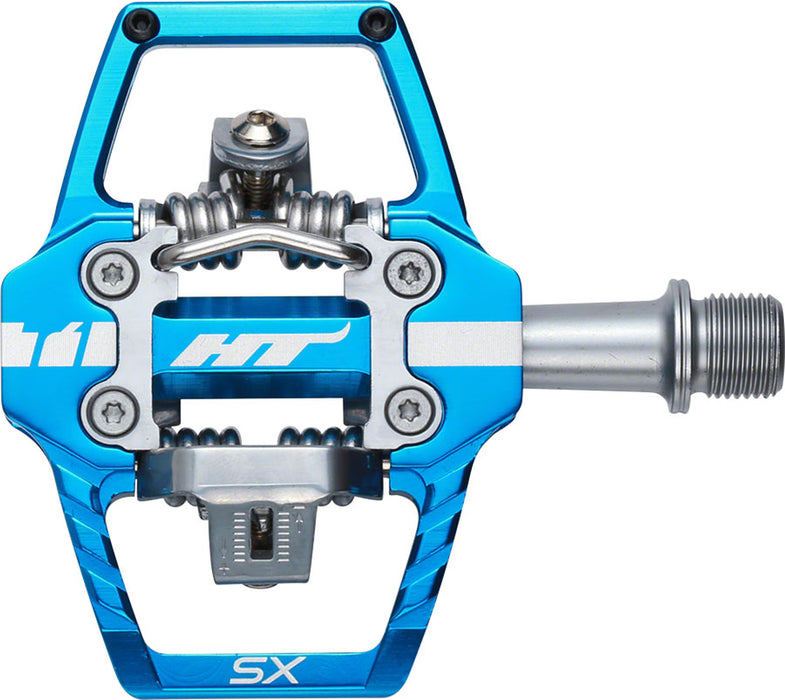 HT T1-SX BMX-SX Pedals - Dual Sided Clipless with Platform, Aluminum, 9/16", Marine Blue