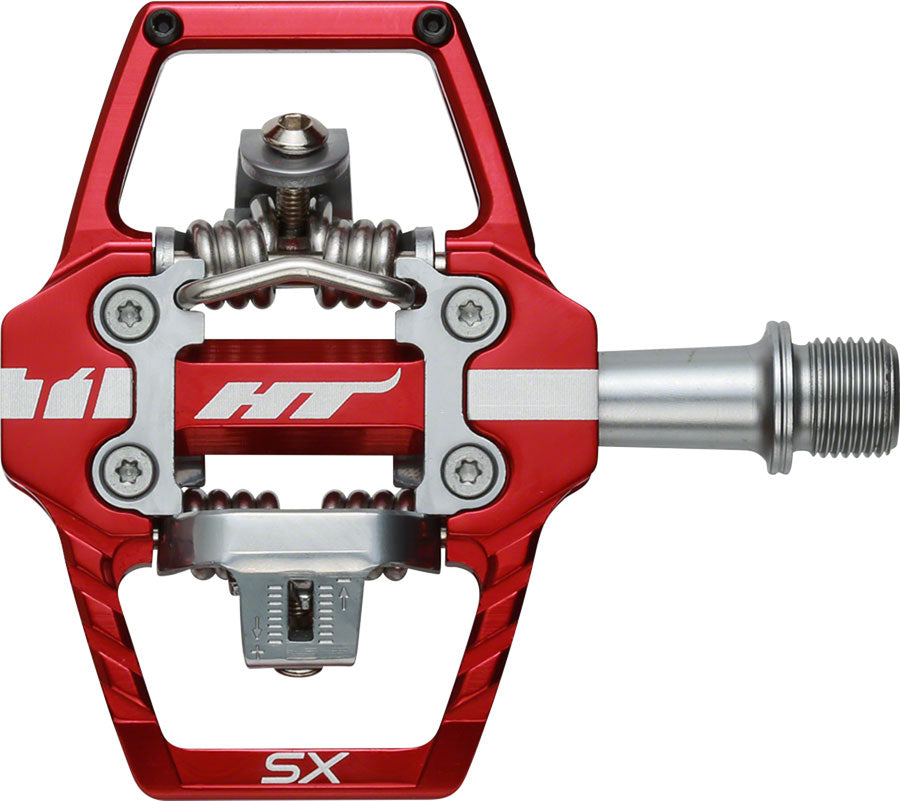 HT T1-SX BMX-SX Pedals - Dual Sided Clipless with Platform, Aluminum, 9/16", Red
