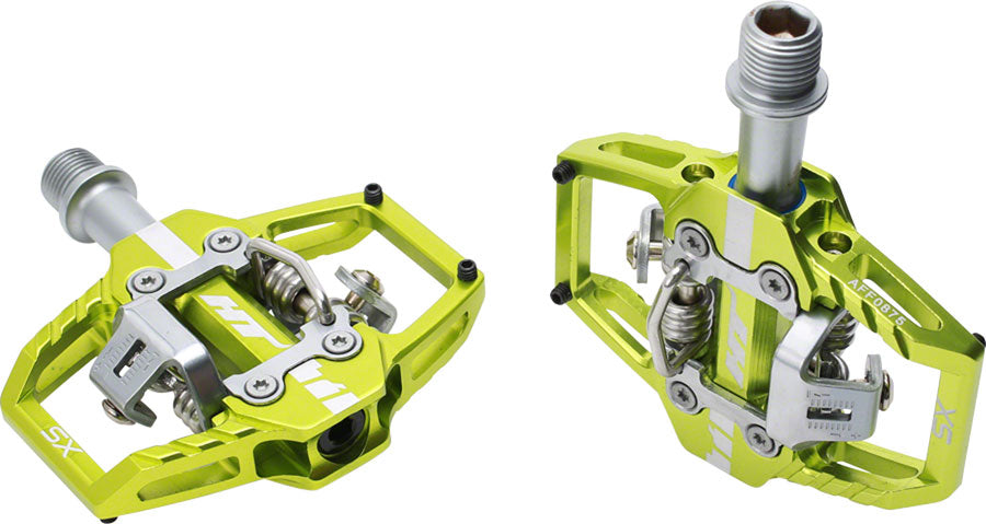 HT T1-SX BMX-SX Pedals - Dual Sided Clipless with Platform, Aluminum, 9/16", Apple Green