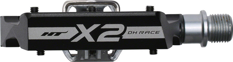 HT X2 DH Race Pedals - Dual Sided Clipless with Platform, Aluminum, 9/16", Black