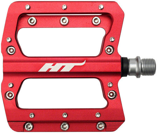 HT Components, AN14A, Nano, Platform Pedals, Body: Aluminum, Spindle: Cr-Mo, 9/16'', Red, Pair