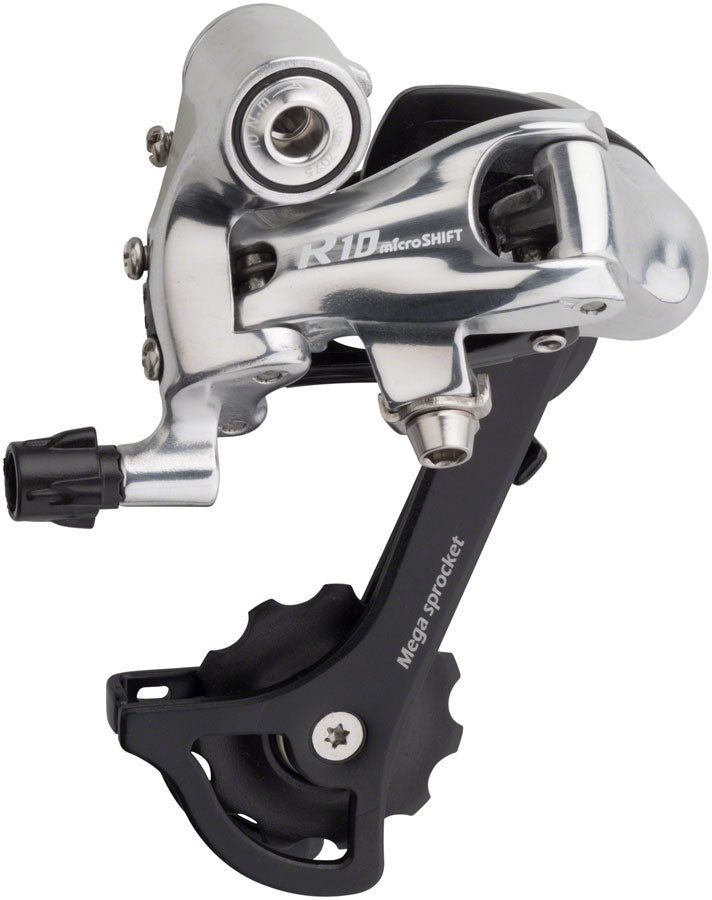 microSHIFT R10 Rear Derailleur - 10 Speed, Medium Cage, Black/Silver