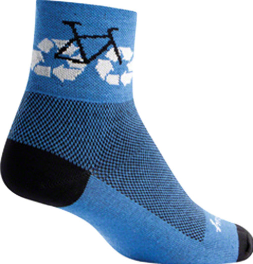 SockGuy Classic Recycle Bike Sock: Blue LG/XL