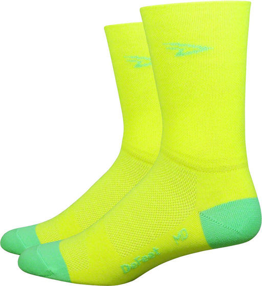 DeFeet Aireator Hi Top Sock: Yellow/Green LG