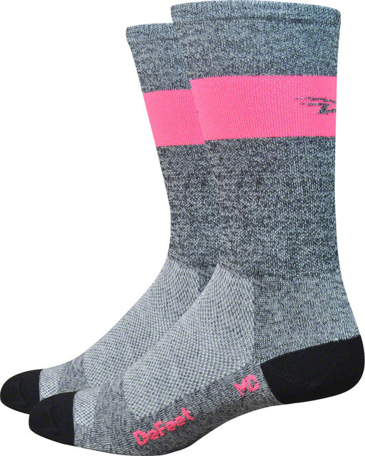 DeFeet Aireator SL Sock: Gray Heather/Flamingo Pink Stripe MD