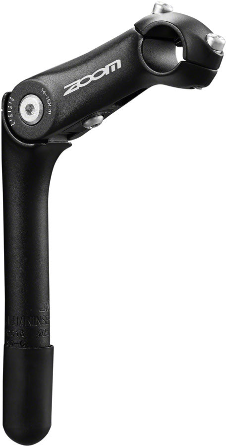 Zoom Quick Comfort Adjustable Stem - 110mm, 25.4 Clamp, Adjustable 80-150deg, 25.4-24tpi Quill, Aluminum, Black
