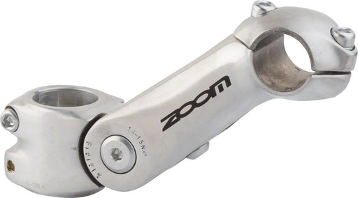 Zoom TDS-C297 Stem - 125mm, 25.4 Clamp, Adjustable, 1 1/8", Aluminum, Silver