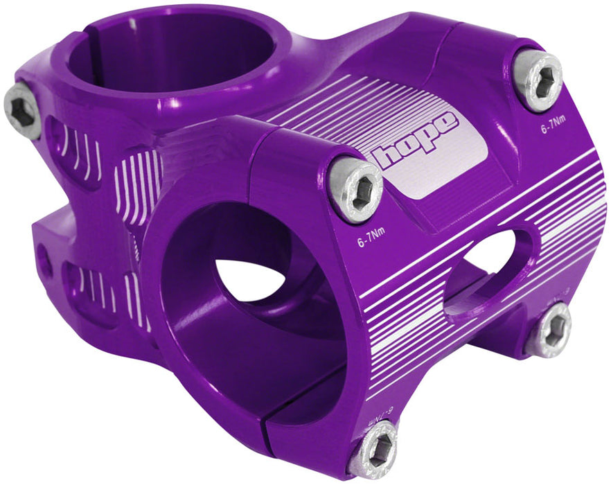 Hope AM/Freeride Stem - 35mm, 31.8 Clamp, +/-0, 1 1/8", Aluminum, Purple
