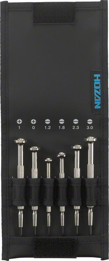 Hozan D-20 Precision Screwdriver Set, 6-piece, Silver, With Case