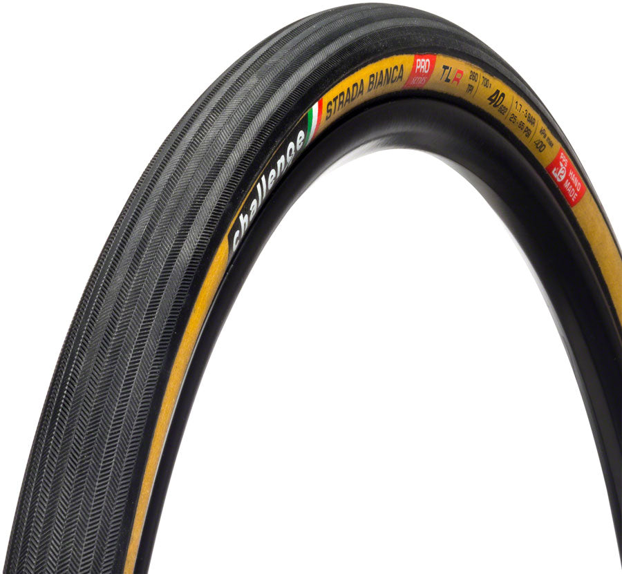 Challenge Strada Bianca Pro Tire - 700 x 40, Tubeless, Folding, Black/Tan, Handmade