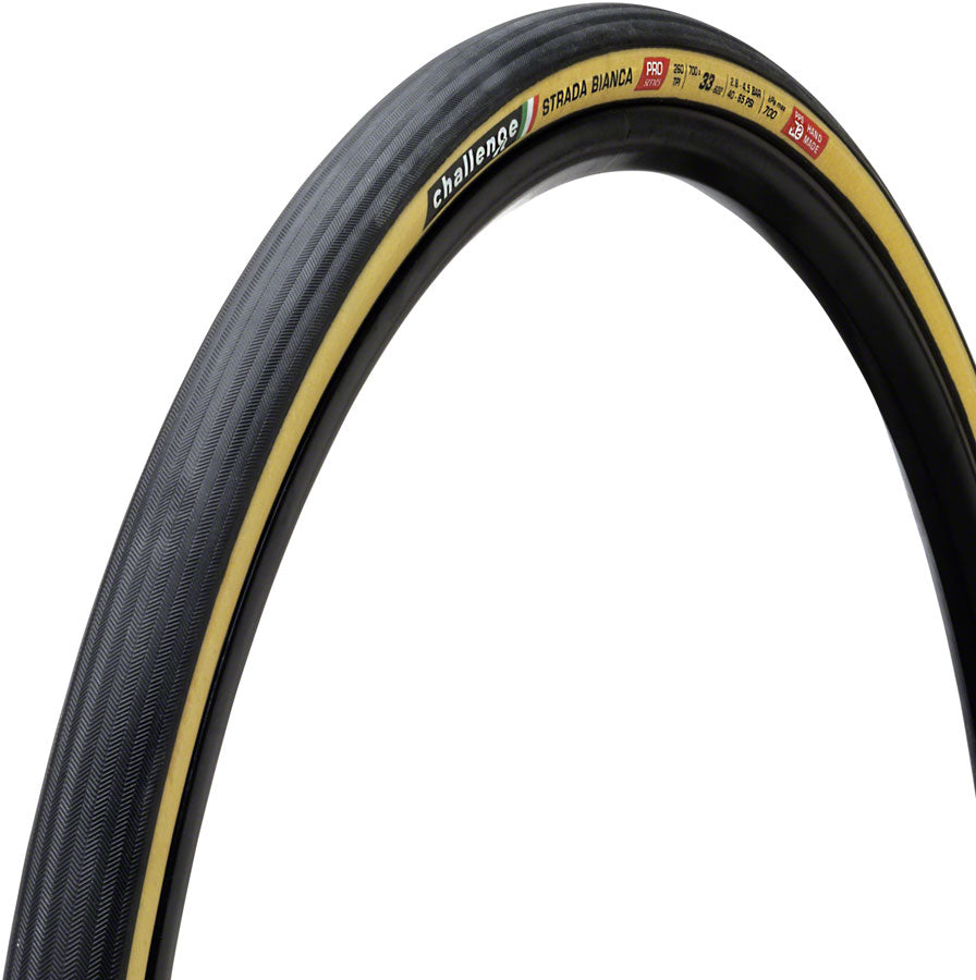 Challenge Strada Bianca Pro Tire - 700 x 33, Clincher, Folding, Black/Tan, Handmade