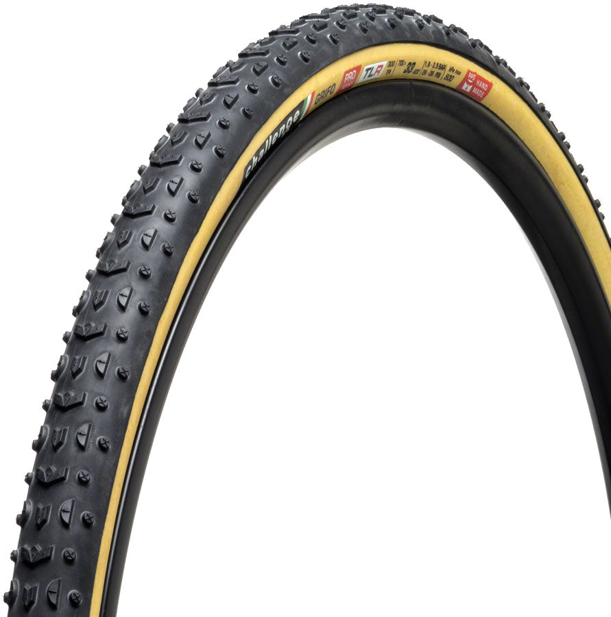 Challenge Grifo Pro Tire - 700 x 33, Tubeless, Folding, Black/Tan, Handmade