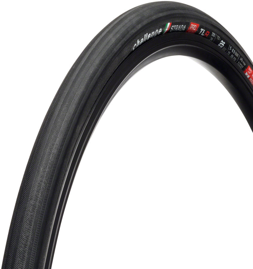 Challenge Strada Pro Tire - 700 x 25, Tubeless, Folding, Black, Handmade