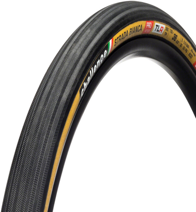 Challenge Strada Bianca Pro Tire - 700 x 36, Tubeless, Folding, Black/Tan, Handmade