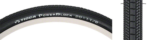 Tioga PowerBlock Tire - 20 x 1-1/8, Clincher, Wire, Black, 60tpi