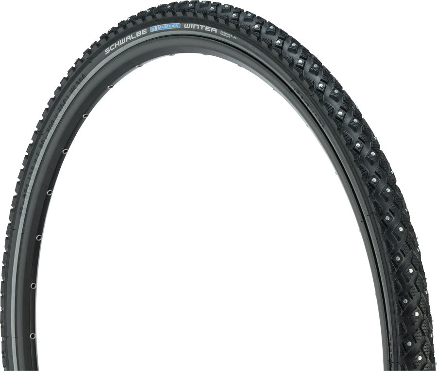 Schwalbe Marathon Winter Plus Tire - 24 x 1.75, Clincher, Wire, Black/Reflective, Performance Line, SmartGuard, 184 Steel Studs