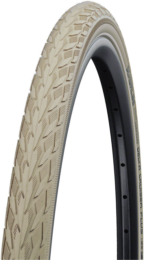 Schwalbe Delta Cruiser Tire - 28 x 1-1/2 , Clincher, Wire, Creme, K-Guard, SBC