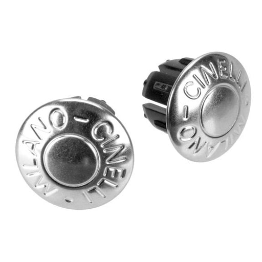 Cinelli Milano bar-end plugs, metal silver pair