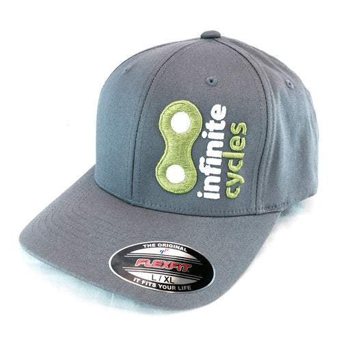 Infinite Cycles 2014 Logo Cap, Flex Fit, Curved Bill, L/XL, Gray