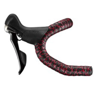 Ciclovation Leather Touch Handlebar Tape, Magma Blk/Flame Red