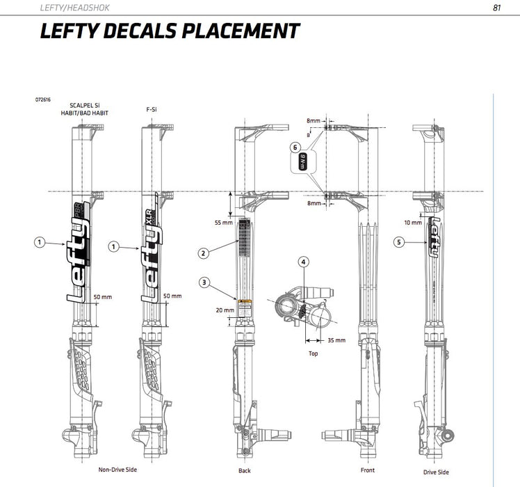 Cannondale Lefty 2.0 XLR 120 27.5 Habit Green/Silver Metallic Decal Set